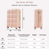 Luggage Set Of 3, 20 Inch With Usb Port, Airline Certified Carry On Luggage With Cup Holder, Abs Hard Shell Luggage With Spinner Wheels, Pink Pink Abs