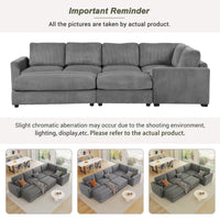 121.3" Sectional Couch Sofa Bed Modular Sofa With Two Movable Ottomans For Living Room Old Sku:N719S001640E , Gray Gray Foam Corduroy 7 Seat