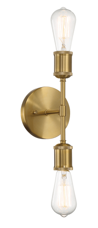Reverie Double Lights Bathroom Wall Sconce Over Mirror Bedroom Hallway Entryway 5"W 10.75"H 5"E Clear,Gold Brass,Glass