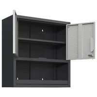 Metal Wall Mounted Tool Storage Cabinet With Locking Door And 1 Shelf 1 Opened Drawer For Garage Warehouse,Office,Assembly Required Black Gray Modern Metal