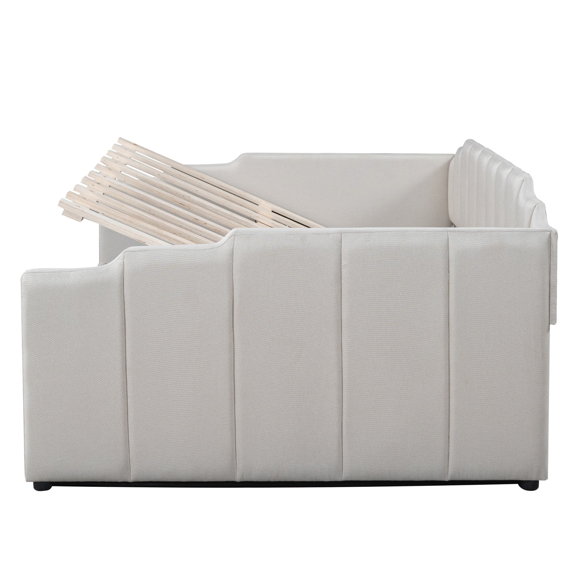 Upholstered Daybed With Underneath Storage,Full Size, White Full White Upholstered