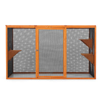 Detachable Cat Enclosure With Waterproof Roof And 3 Jumping Platforms, Orange Orange Wood