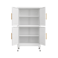 White Metal Kitchen Storage Cabinet, Kitchen Pantry Storage Cabinet With Doors And Shelves, Storage Cabinet With Adjustable Leveling Foot For Kitchen, Living Room And Dining Room W 3 4 Shelves White Metal