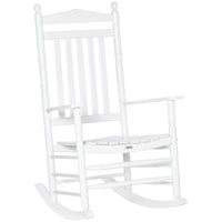 Outsunny Traditional Wooden High Back Rocking Chair For Porch, Indoor Outdoor, White White Wood