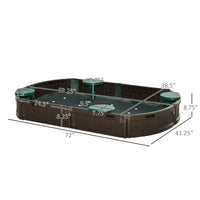 Outsunny Kids Outdoor Sandbox With Cover Garden Bed, Easy Assembly Children'S Oval Sandbox For Backyard, Brown, 72" X 41.25" X 8.75" Brown Hdpe