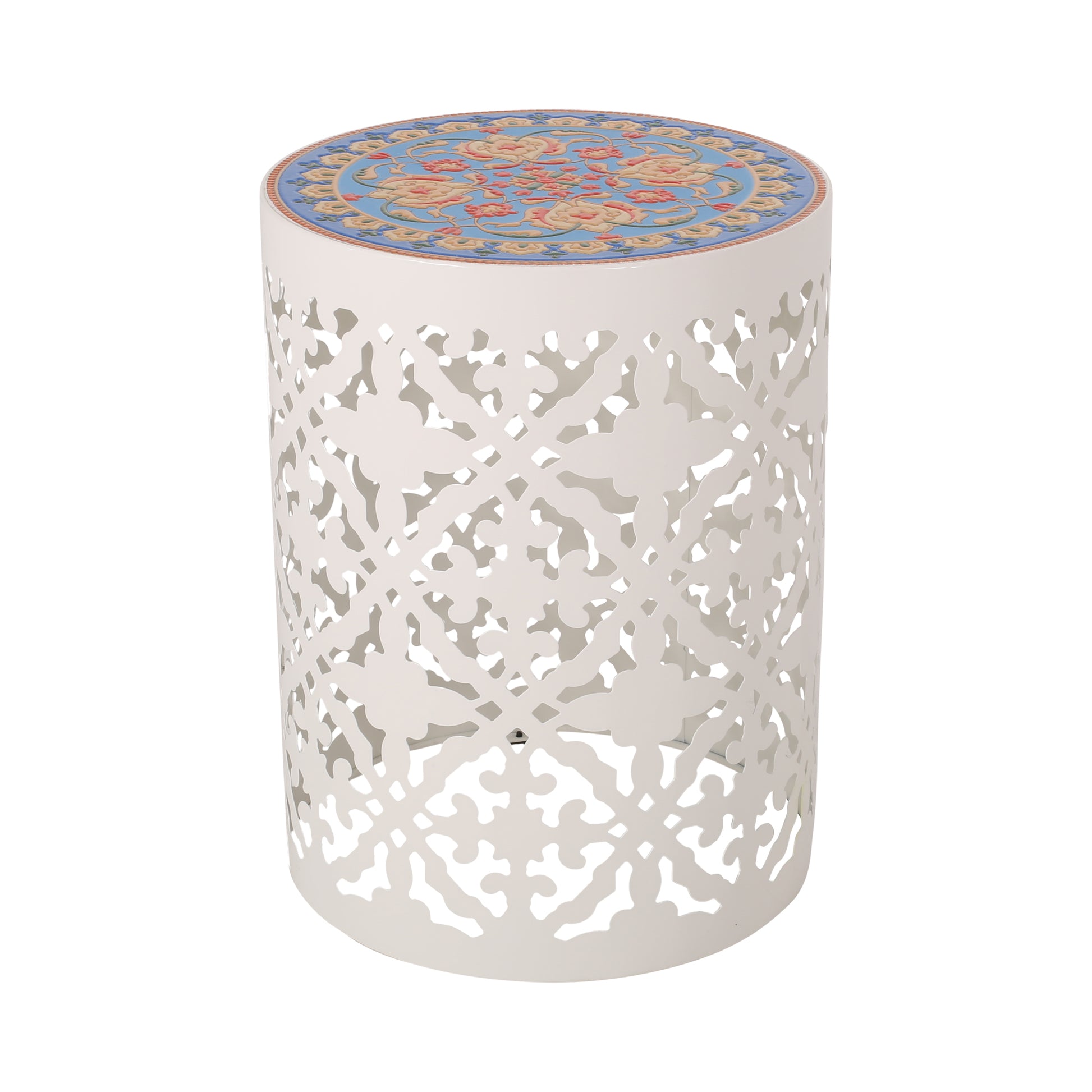 Castana Side Table White Mesh