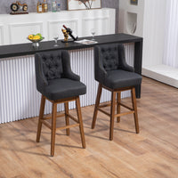 Coolmore Bar Stools Set Of 2 Counter Height Chairs With Footrest For Kitchen, Dining Room And 360 Degree Solid Wood Legs Swivel Bar Stools Set Of 2 Black Linen Black Foam Linen