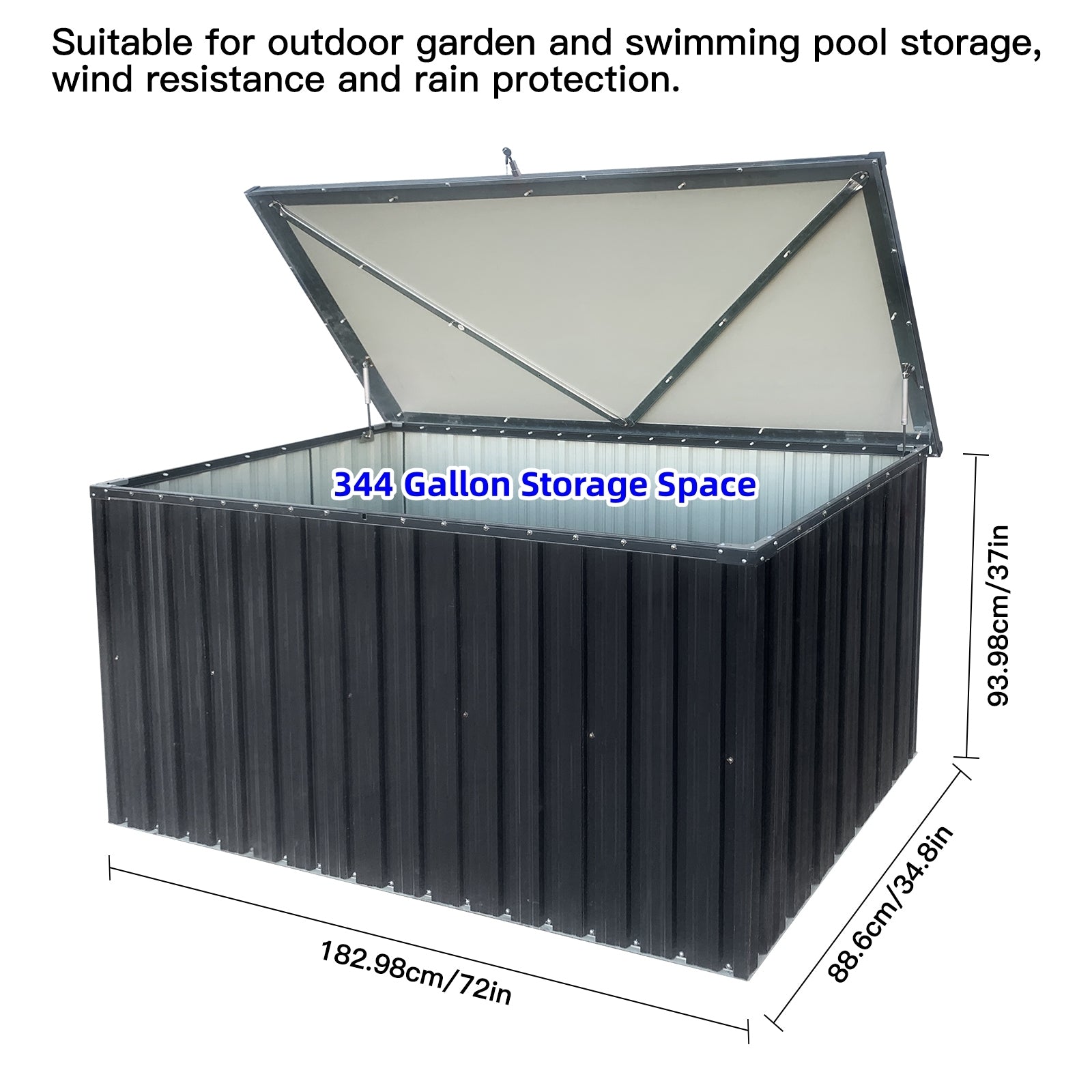 Metal Storage Box Store Large Out Door Use Black Metal