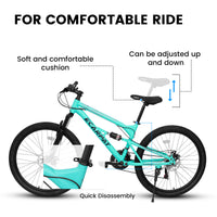 A26207 26 Inch Aluminum Frame Shock Fork Plus Shock Absorber 21 Speed Unisex Mountain Bike Blue Without Wear Resistant Garden & Outdoor Sporty Multifunctional Steel