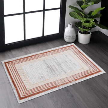 Naar Marfi Collection 2X3 Brown Ivory Bordered Non Shedding Living Room Bedroom Dining Home Office Stylish And Stain Resistant Area Rug Brown Polyester