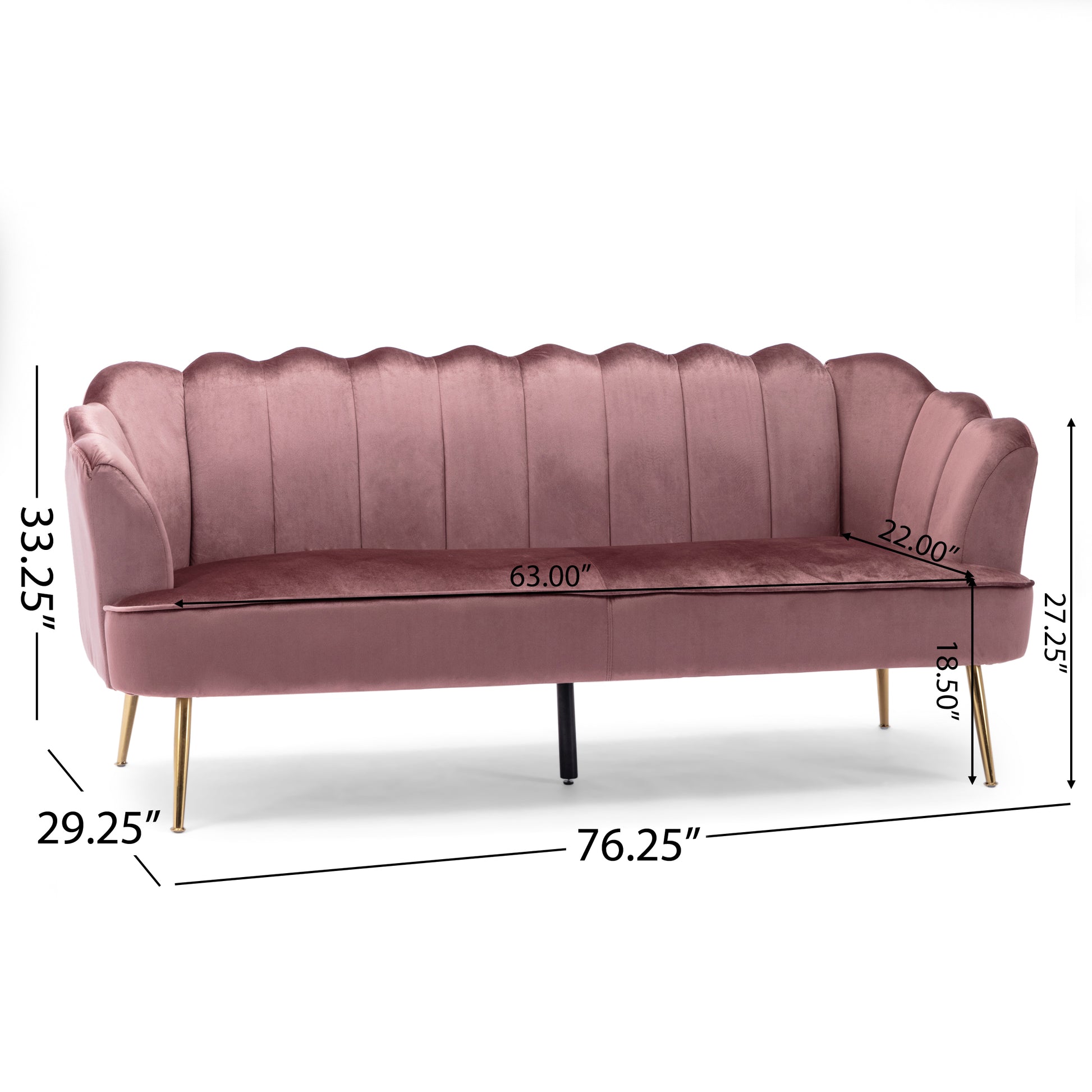 3 Seater Sofa Blush Velvet