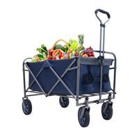 Outdoor Garden Multipurpose Micro Collapsible Beach Trolley Cart Camping Folding Wagon Gray Navy Garden & Outdoor Oxford Fabric Steel