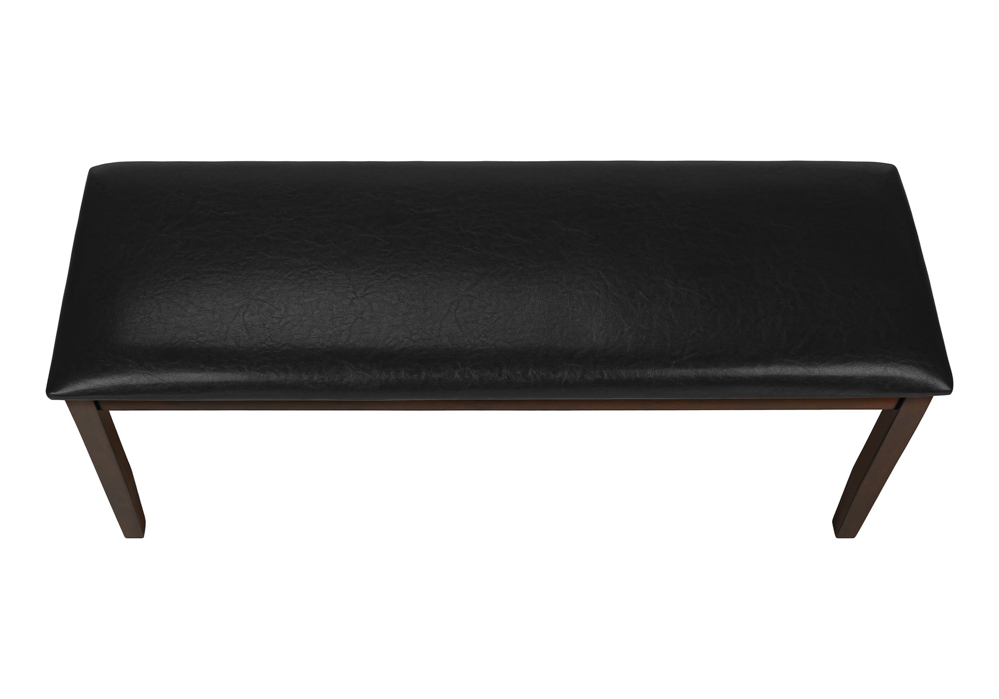 Bench, 48" Rectangular, Dining Room, Hallway, Entryway, Upholstered, Wood, Brown Solid Wood, Black Leather Look, Transitional Black Foam Faux Leather