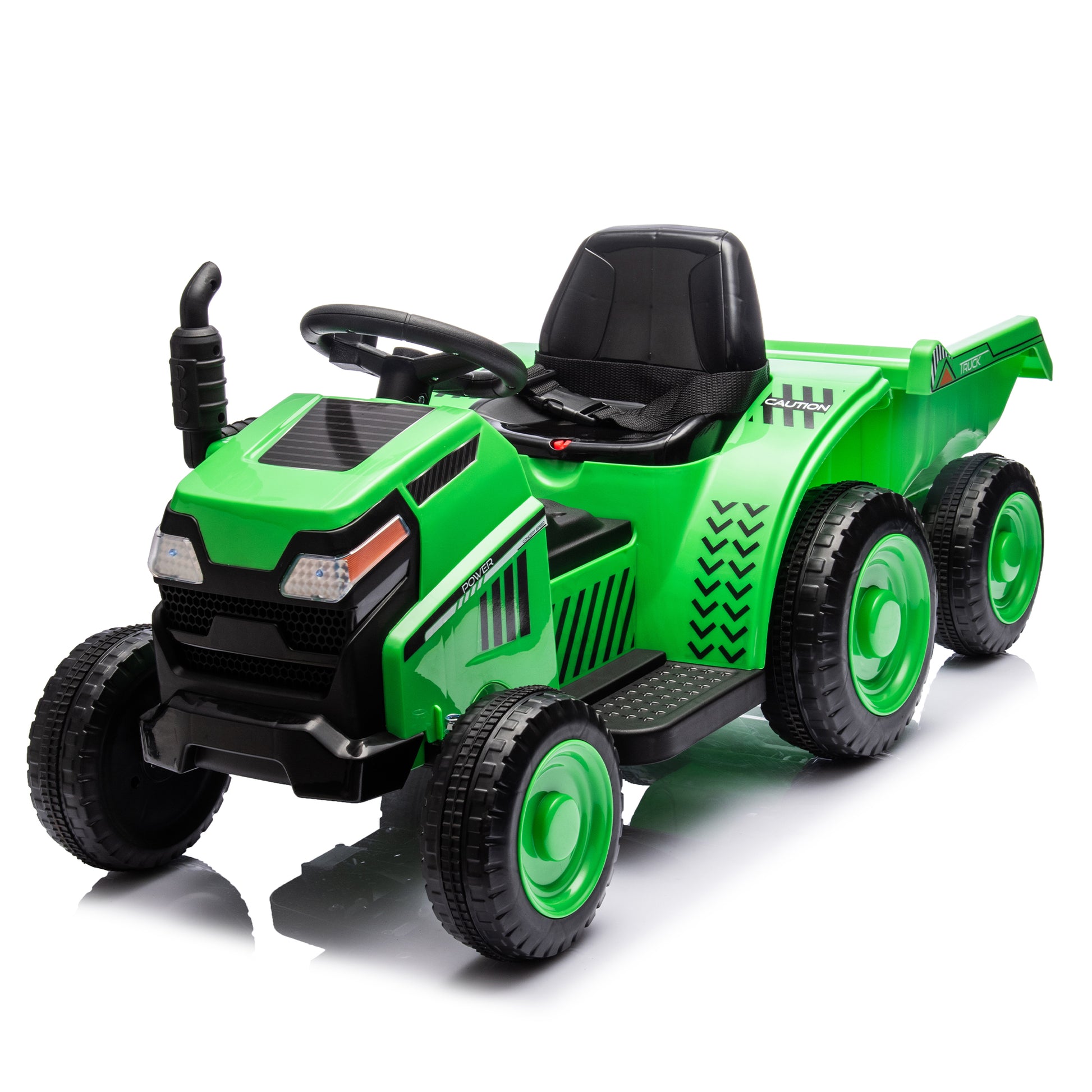 12V Kids Ride On Electric Tractor Black Knight,Kids Ride On Toy.2Wd,Non Skid Tires, Steering Wheel, Foot Pedal,With Removable Storage Tug,Light,Bluetooth,Music,Mp3,Usb,Power Display For Kids Aged 3 . Green 50 99 Lbs Polypropylene