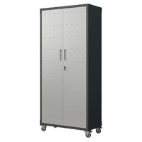 71" Metal Garage Storage Cabinet With Wheels Heavy Duty Tool Storage Cabinet For Home, Office, School, And Garage Organization, Black Gray Black Gray Steel