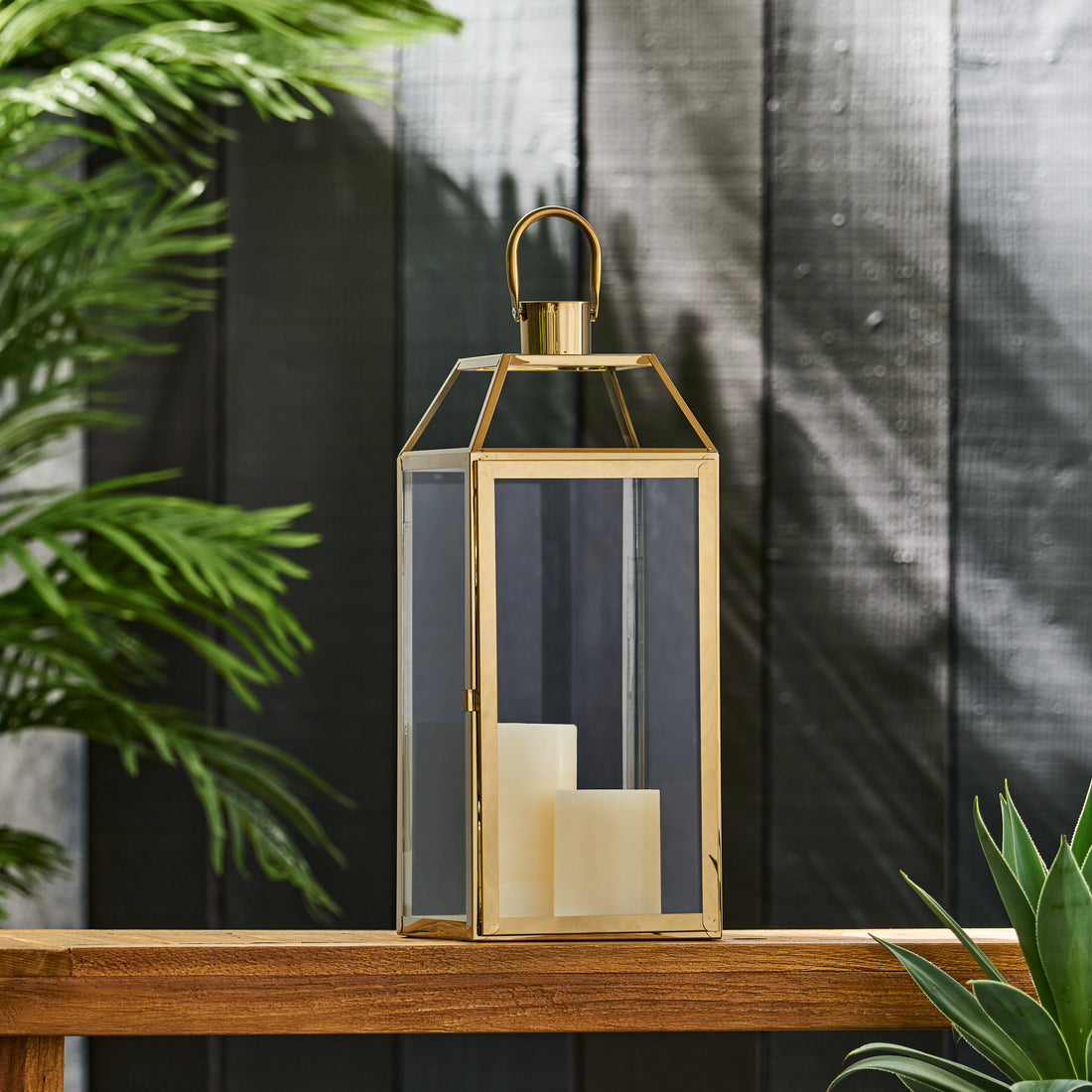 Harris 18"H Stainless Steel Lantern Gold Stainless Steel