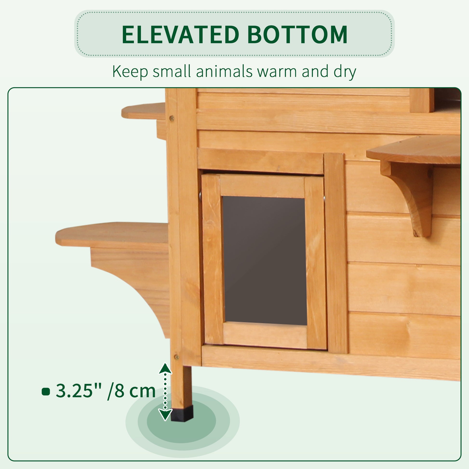 Pawhut 2 Story Cat House Outdoor, Weatherproof Wooden Cat Enclosure For Feral Cats With Escape Door, Openable Roof, Jumping Platforms, Natural Natural Wood Wood