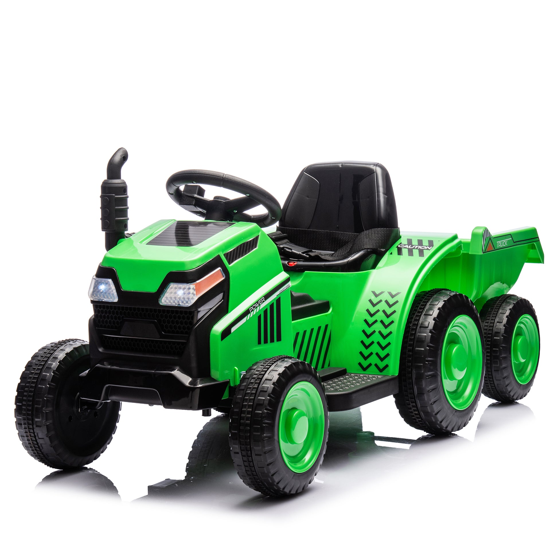 12V Kids Ride On Electric Tractor Black Knight,Kids Ride On Toy.2Wd,Non Skid Tires, Steering Wheel, Foot Pedal,With Removable Storage Tug,Light,Bluetooth,Music,Mp3,Usb,Power Display For Kids Aged 3 . Green 50 99 Lbs Polypropylene