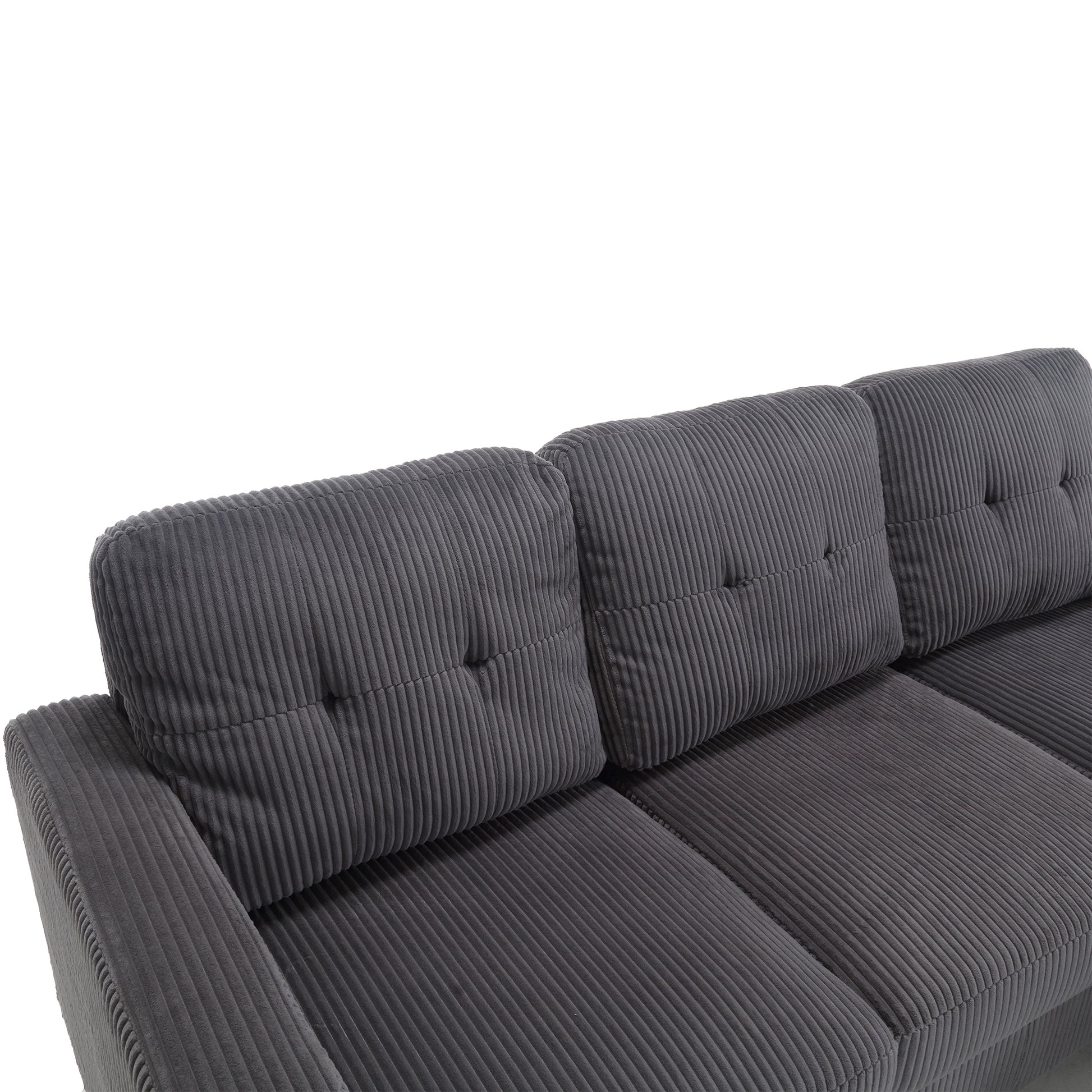 Velvet Sectional Couchl Shaped Sofa With Ottoman For Small Apartment Dark Gray Velvet 3 Seat