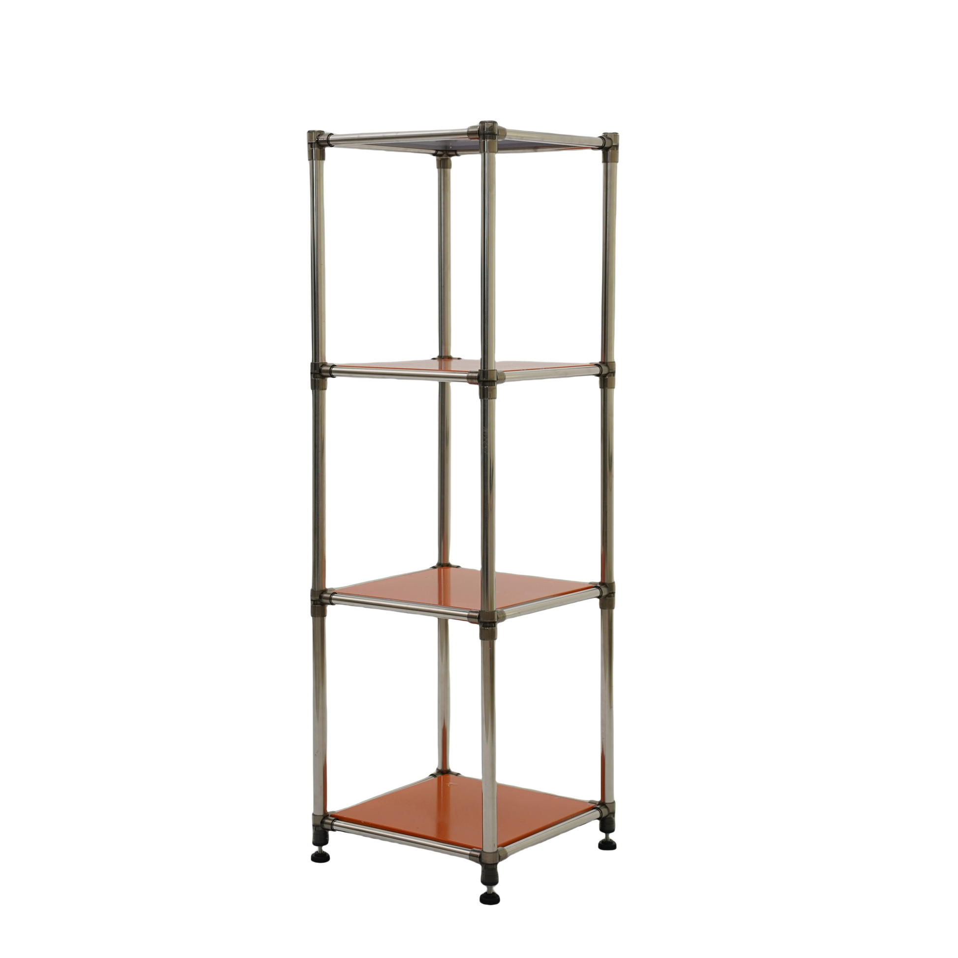 Korean Orange 4 Tier Heavy Duty Stainless Steel Storage Shelving Unit, 100Lbs Shelf 49"H X 14.9"W X 13.7"D For Indoor Outdoor Organizationmodular Rack, Extremely Durabl Orange Primary Living Space