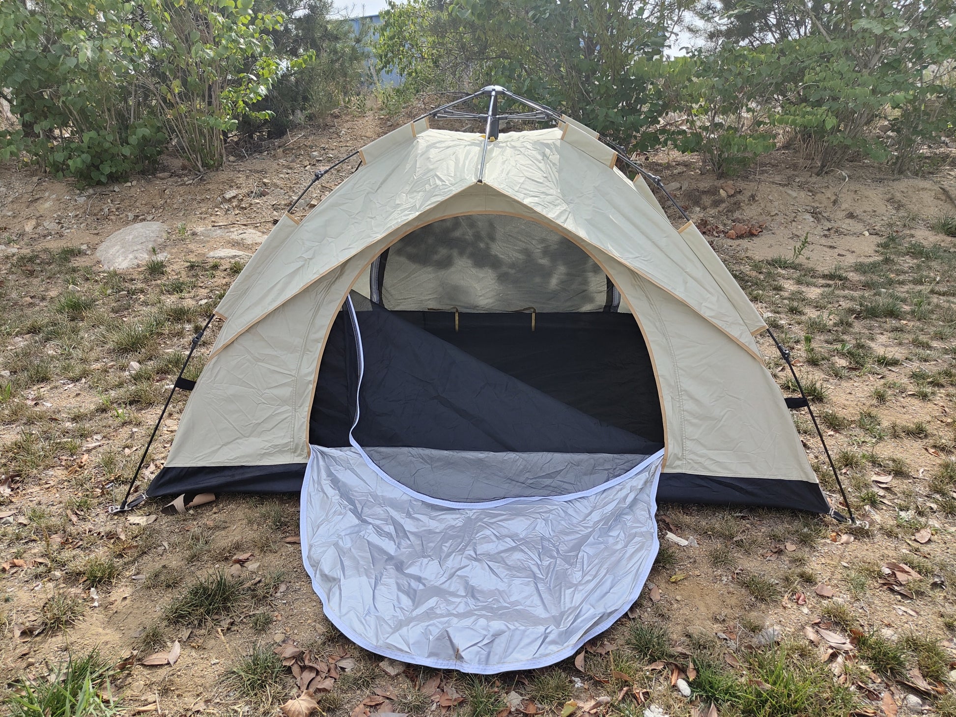 Camping Dome Tent Is Suitable For 2 3 People, Waterproof, Spacious, Portable Backpack Tent, Suitable For Outdoor Camping Hiking Ivory Casual Oxford Fabric