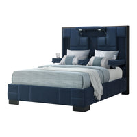 Yaris Navy Blue King Bed Navy Blue Rubber Wood