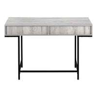 Computer Desk, Home Office, Laptop, Storage Drawers, 48"L, Work, Grey Laminate, Black Metal, Contemporary, Modern Grey Particle Board