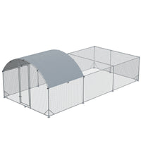 Pawhut Large Chicken Coop Metal Chicken Run For Chickens With Waterproof And Anti Uv Cover, Dome Shaped Walk In Fence Cage Hen House For Outdoor And Yard Farm Use, 1" Dia, 9.2' X 18.7' X 6.4' Silver Steel