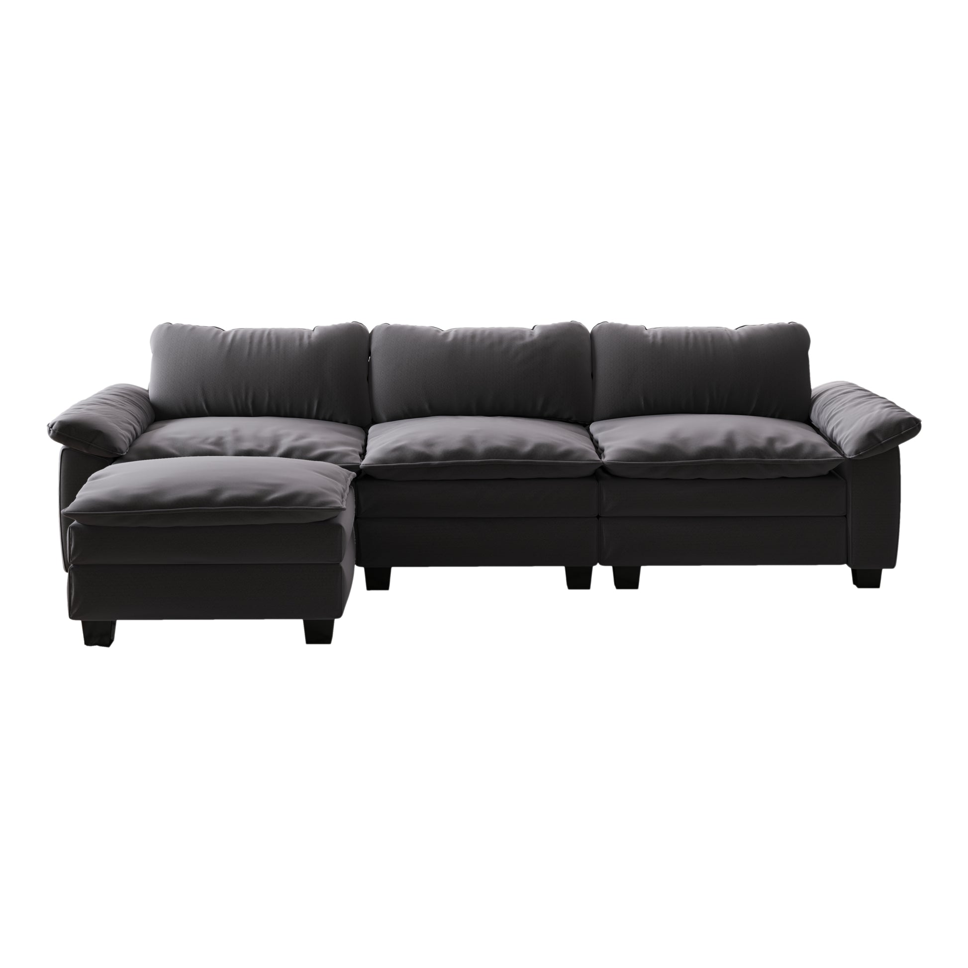 Living Room Furniture Luxury Sectional Sofa Couch With Ottoman Soft Velvet Upholstered Sofa Grey Grey Foam Velvet 3 Seat