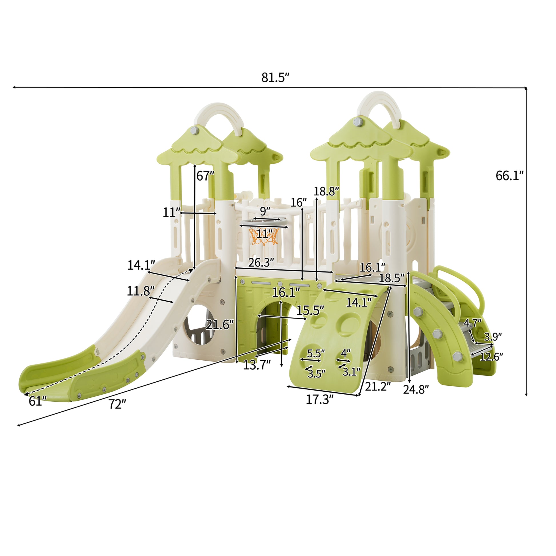 8 1 Toddler Climber And Slide Set,Kids Slide For Toddlers Age 1 , Kids Playground Climber Freestanding Slide Playset With Basketball Hoop, Play Combination For Babies,Indoor& Outdoor Green 150 199 Lbs Cute 1 To 2 Years Hdpe Indoor & Outdoor Use