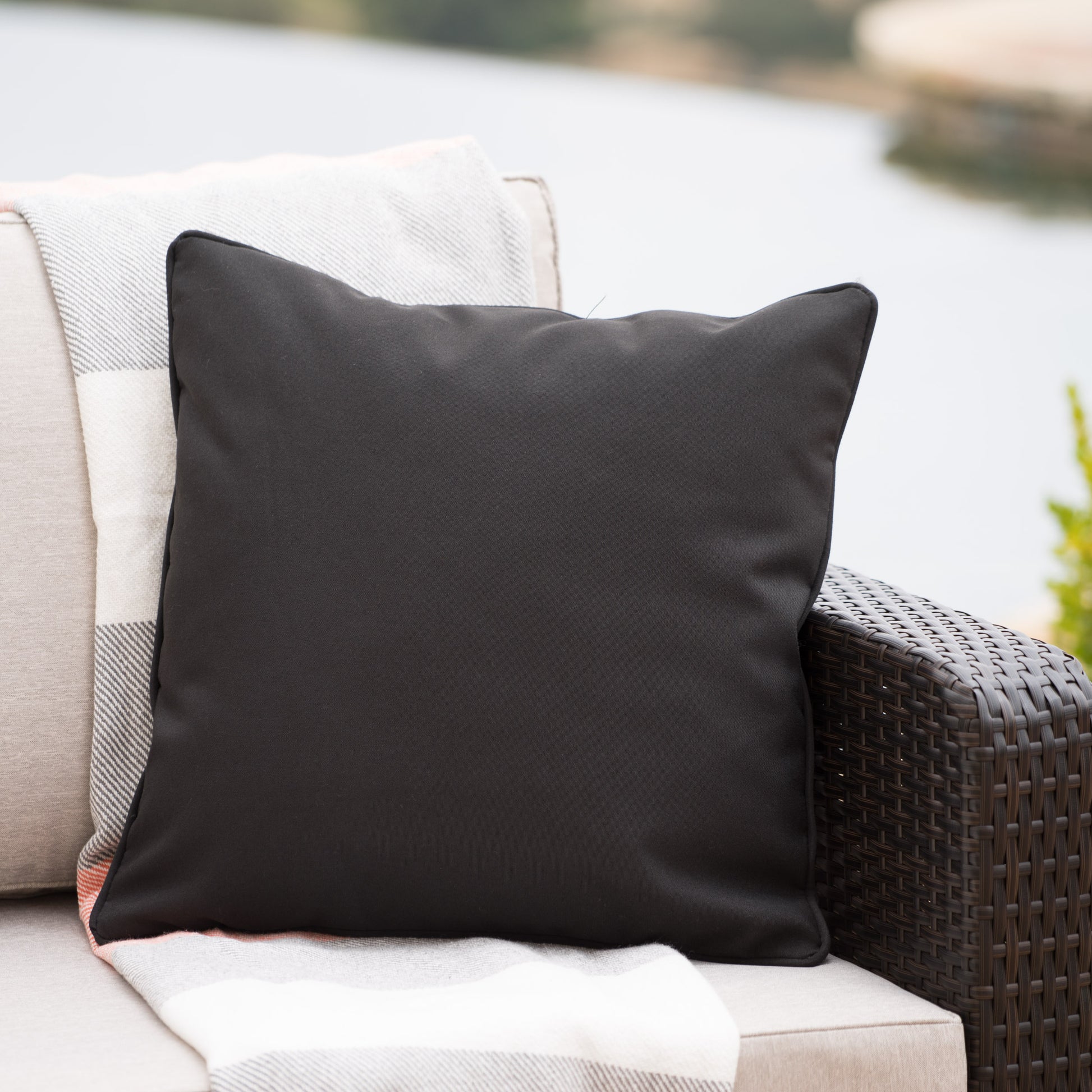 Coronado Square Pillow Black Fabric