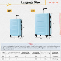 2 Piece Luggage Set With Bags Expanable Spinner Wheels Abs Lightweight Suitcase With Tsa Lock 20Inch 28Inch Light Blue Abs