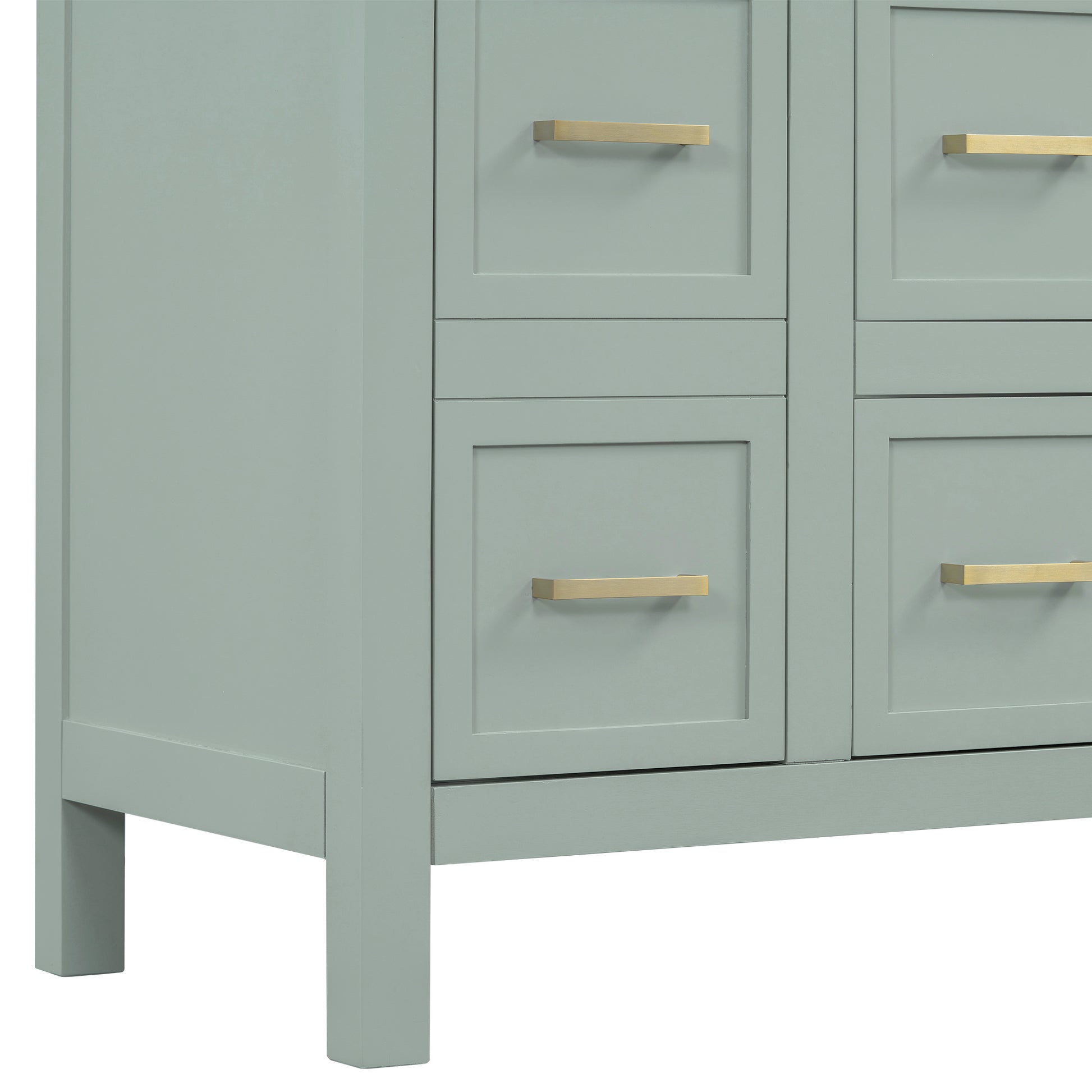 36" Bathroom Vanity Cabinet With Resin Integrated Sink 4 Drawers, 2 Doors Green Bathroom Solid Wood Mdf Resin