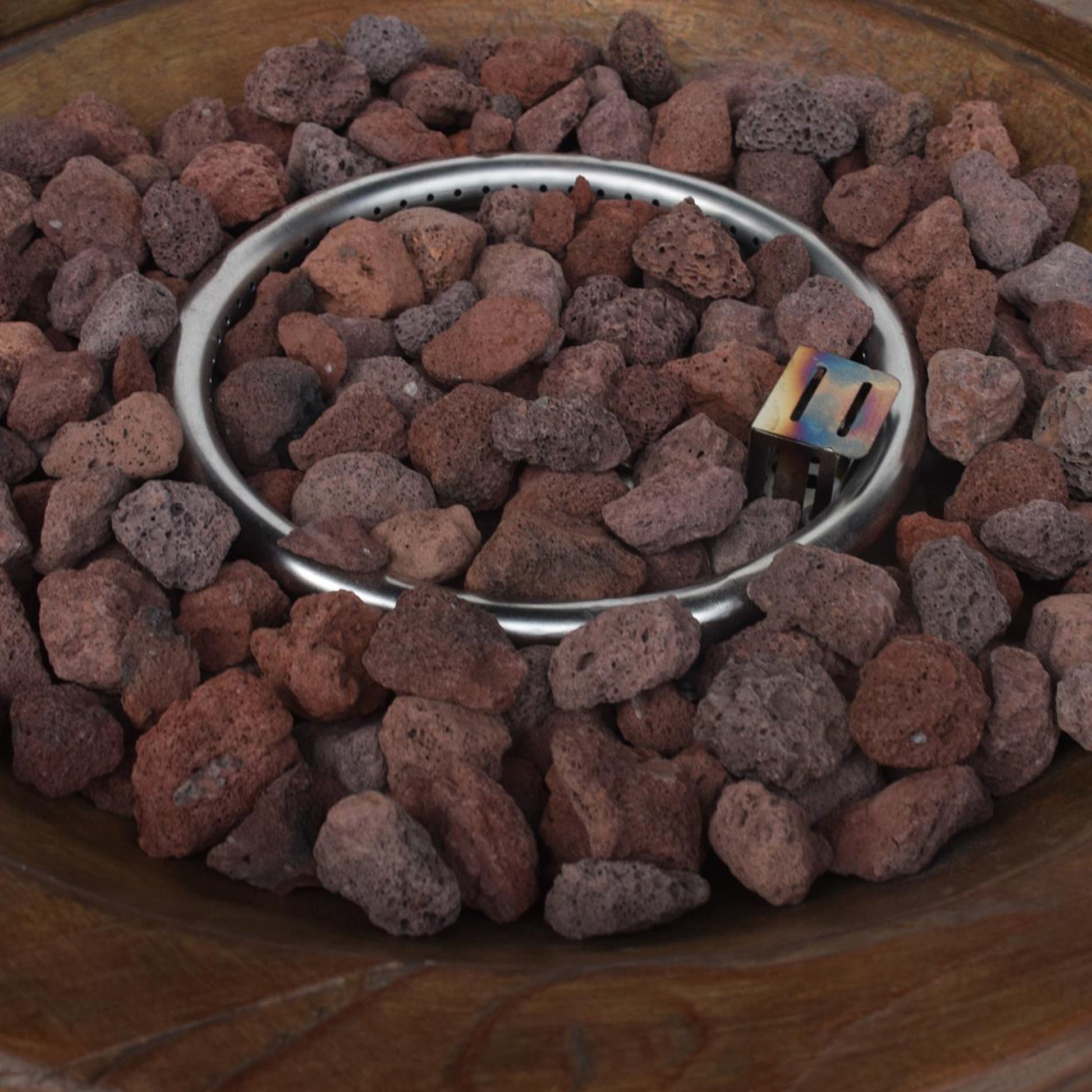 Round 25" Mgo Fire Pit 40 000 Btu Dark Brown Magnesium Oxide