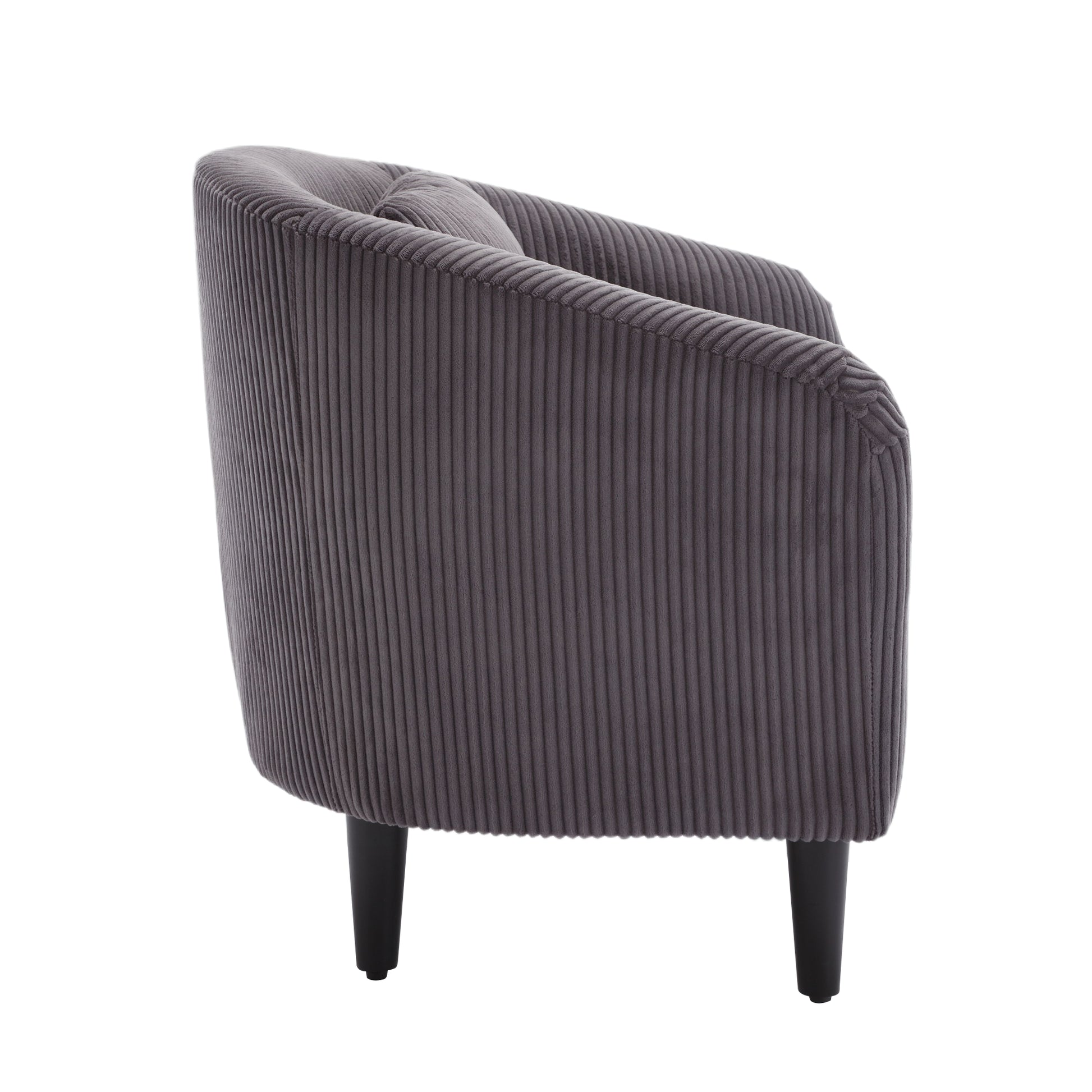 Coolmore Living Room Accent Barrel Chair, Century Modern Style Decorative Chair, Armchair For Living Room With Thick Cushions And Pillows, Comfy Single Sofa Chair, Chair With Wooden Legs,Dark Grey Dark Gray Corduroy