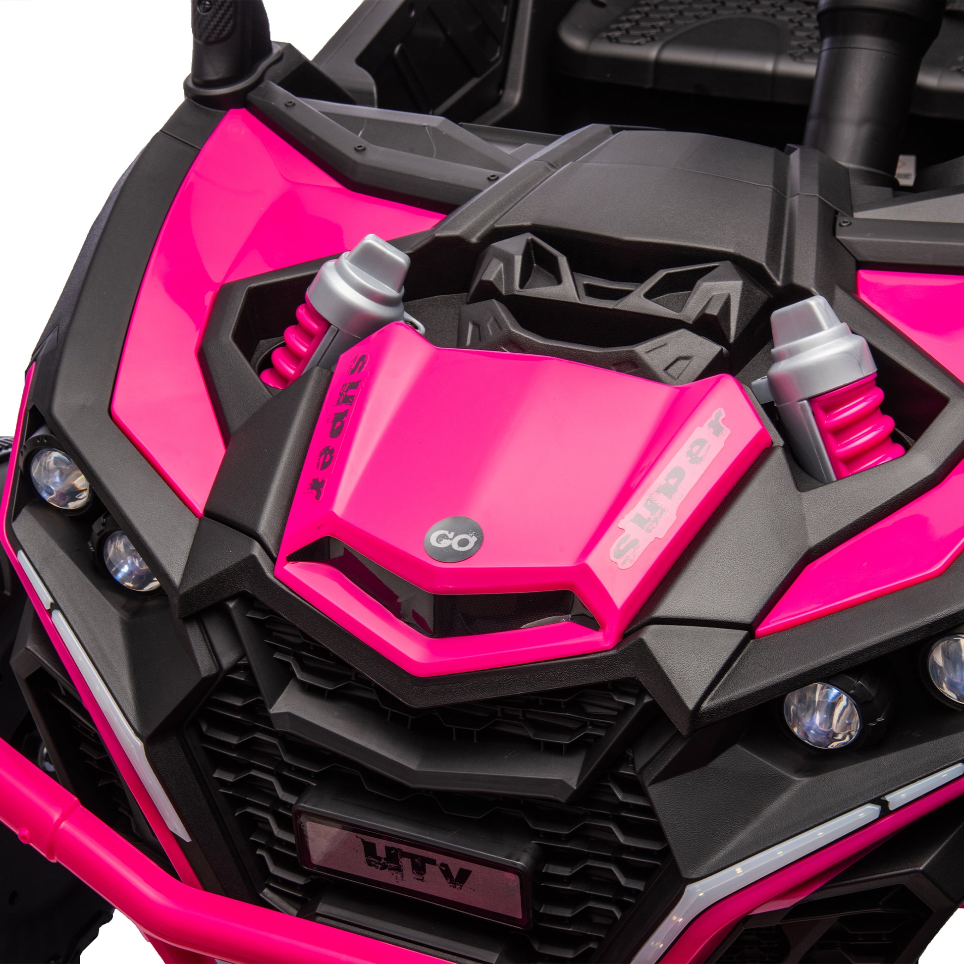 24V Two Seater Kids Ride On Utv W Parents Remote Control,Four Wheel Suspension,Slow Start,Large Wheel Design,Anti Collision Bar,Storage Space,Music,Usb,Bluetooth,Volume Control,Led Lights For Kids 3 . Pink 100 149 Lbs Polypropylene