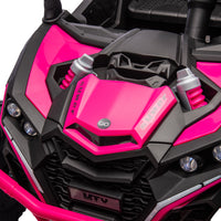 24V Two Seater Kids Ride On Utv W Parents Remote Control,Four Wheel Suspension,Slow Start,Large Wheel Design,Anti Collision Bar,Storage Space,Music,Usb,Bluetooth,Volume Control,Led Lights For Kids 3 . Pink 100 149 Lbs Polypropylene
