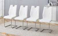 White Pu Dining Chair Set.Uniquely Designed White Dining Chairs. Pu Material, Paired With Silver Metal Chair Legs. Suitable For Offices, Restaurants, Kitchens, Conference Rooms, Etc. Set Of 4 White