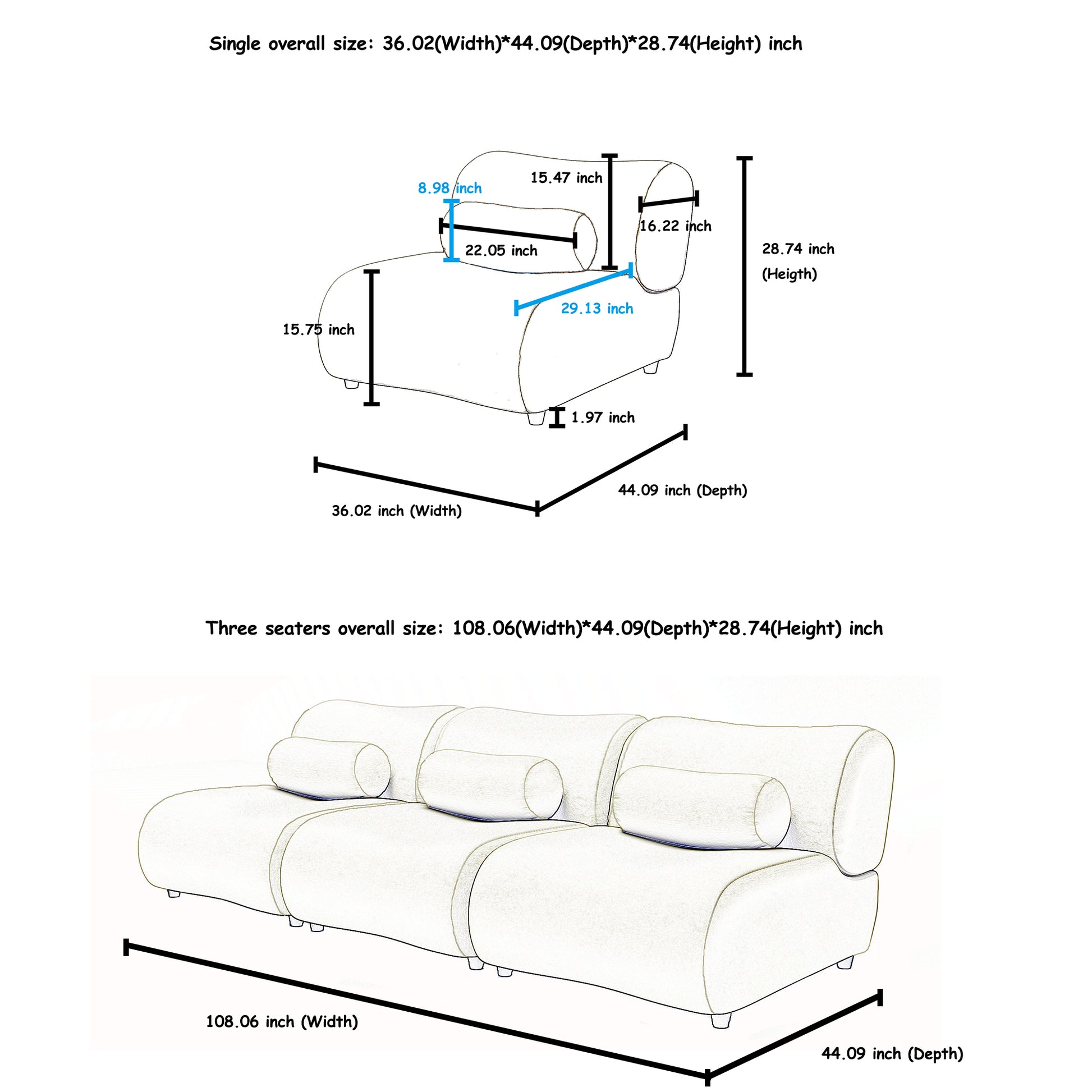 Modern Oversized Modular Sofa Set Chenille Fabric Living Room Sofa With Cylindrical Pillows, Freely Arrangeable, Perfect For Home And Lounge Spaces Black Chenille 4 Seat