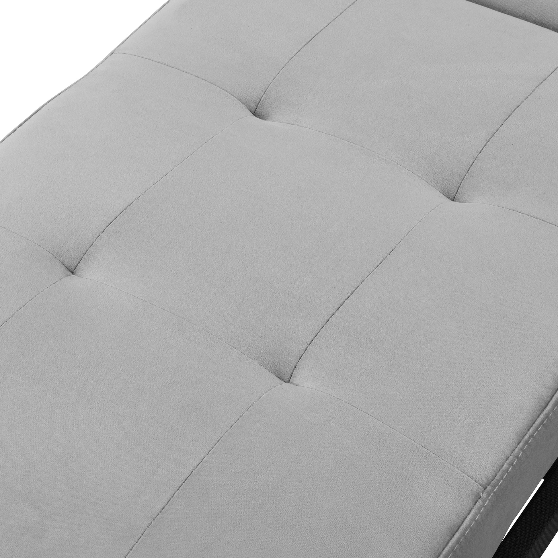 Folding Ottoman Sofa Bed Gray Grey Velvet