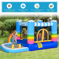 Outsunny Inflatable Bounce House For Kids 2 In 1 Jumping Castle For Indoor Outdoor Party With Trampoline, Pool, Carry Bag & Air Blower Multi Oxford Fabric