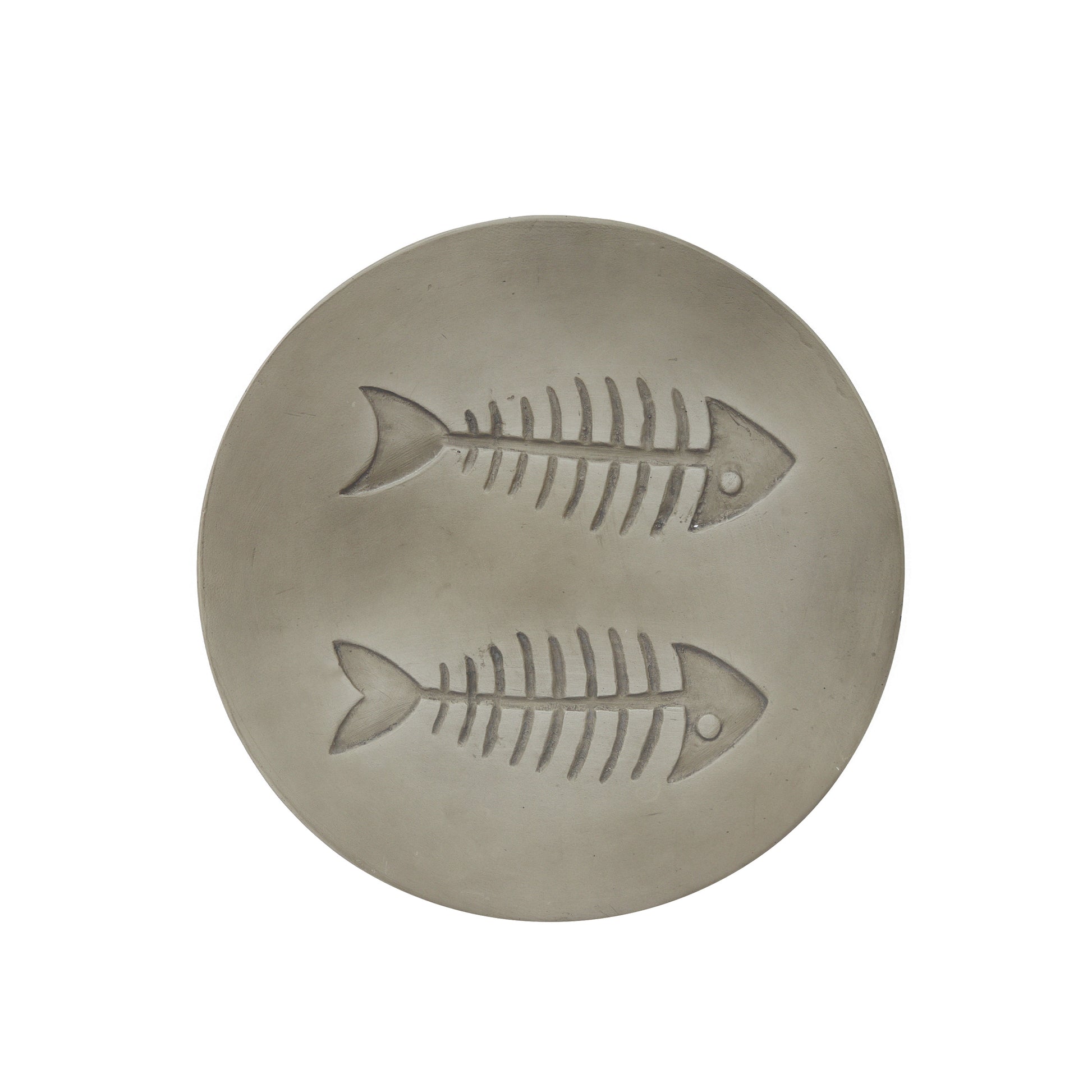 16'' Mgo Side Table Fish Pattern Grey Magnesium Oxide