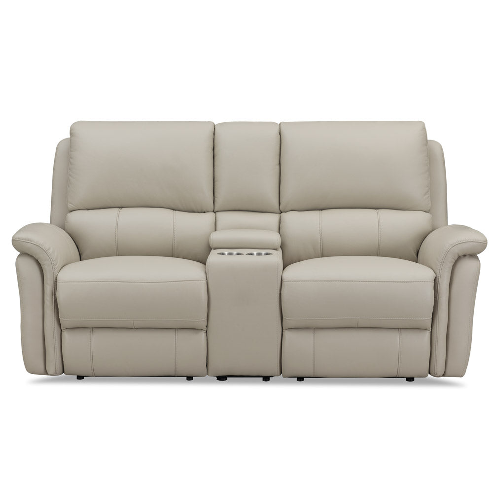 Erindale Power Headrest Zero Gravity Reclining Loveseat With Console Off White Genuine Leather Wood Primary Living Space Medium Firm Tight Back Eucalyptus Flared Arms Memory Foam Leather