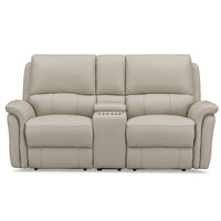 Erindale Power Headrest Zero Gravity Reclining Loveseat With Console Off White Genuine Leather Wood Primary Living Space Medium Firm Tight Back Eucalyptus Flared Arms Memory Foam Leather