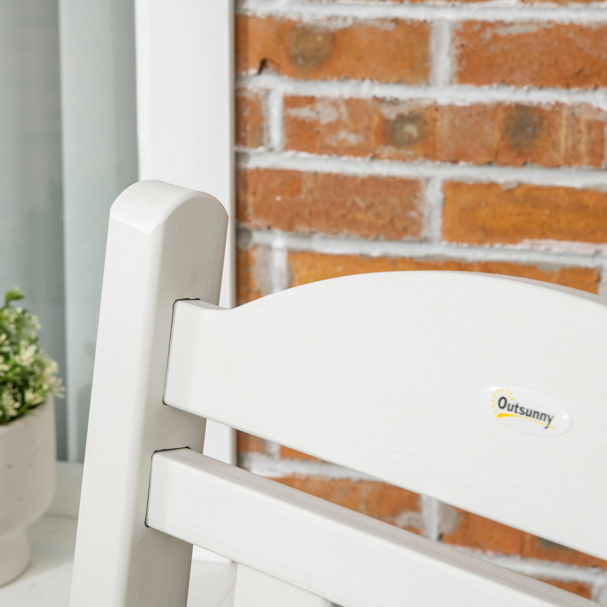 Outsunny Outdoor Rocking Chair, All Weather Resistant Hdpe Rocking Patio Chairs With Rustic High Back, Armrests, Oversized Seat And Slatted Backrest, 350Lbs Weight Capacity, White White Plastic