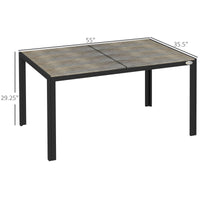 Outsunny Outdoor Dining Table For 6 People, Aluminum Rectangular Patio Table With Faux Wood Tabletop For Backyard, Lawn, Balcony, Poolside, 55" X 35.5", Gray Gray Aluminum