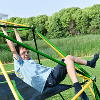 13Ft Geometric Dome Climber Play Center, Kids Climbing Dome Tower With Hammock, Rust & Uv Resistant Steel Supporting 1000 Lbs Yellow Metal