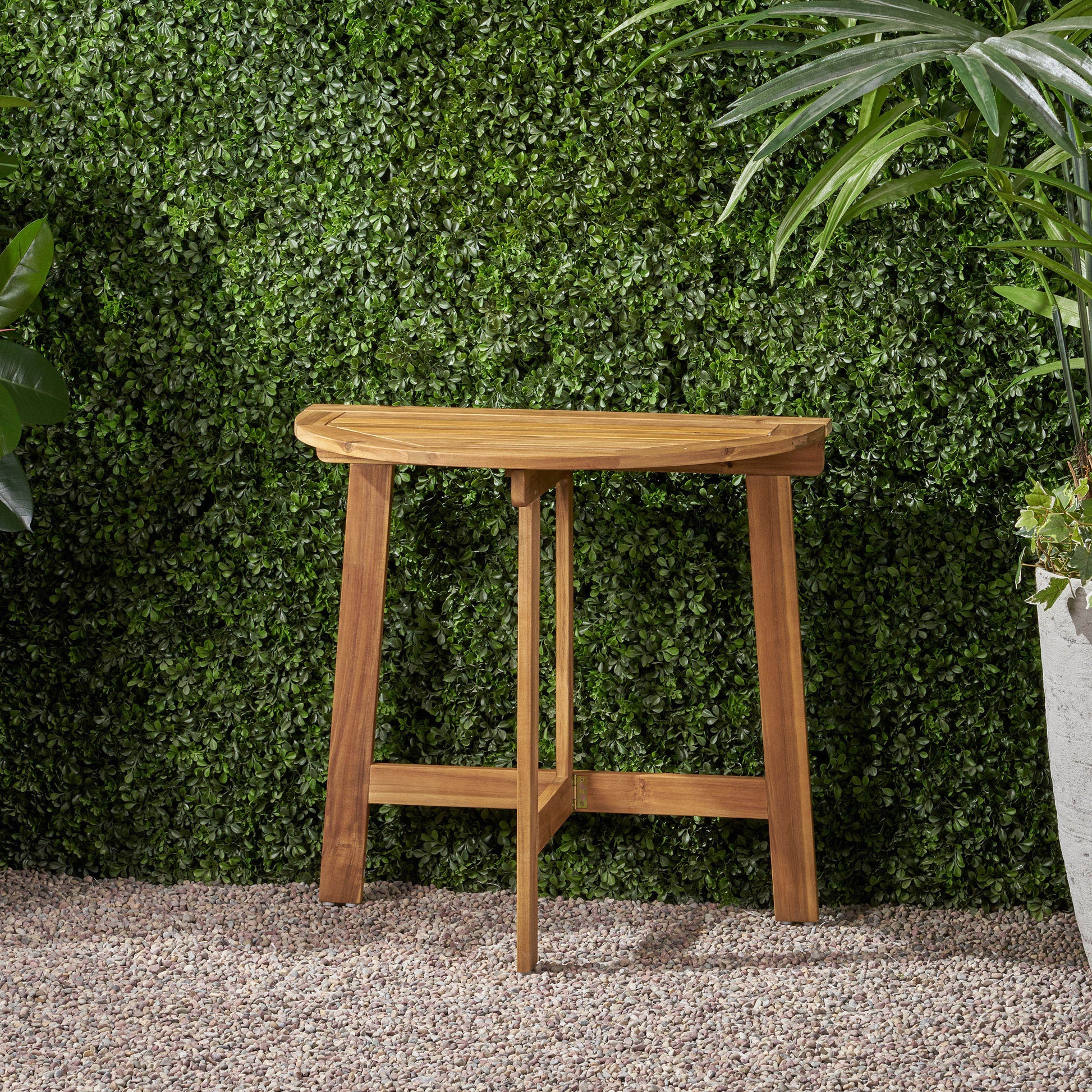 Westmont Half Round Bistro Table, Natural Natural Acacia Wood