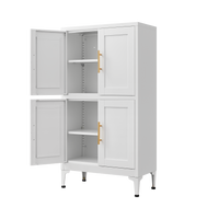 White Metal Kitchen Storage Cabinet, Kitchen Pantry Storage Cabinet With Doors And Shelves, Storage Cabinet With Adjustable Leveling Foot For Kitchen, Living Room And Dining Room W 3 4 Shelves White Metal