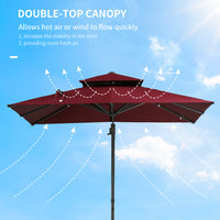 Outsunny 10Ft Offset Patio Umbrella, Hanging Cantilever Umbrella, Square Shape, Aluminum Cross Base, Tilt, 360 Degree Rotation, Red Red Aluminum